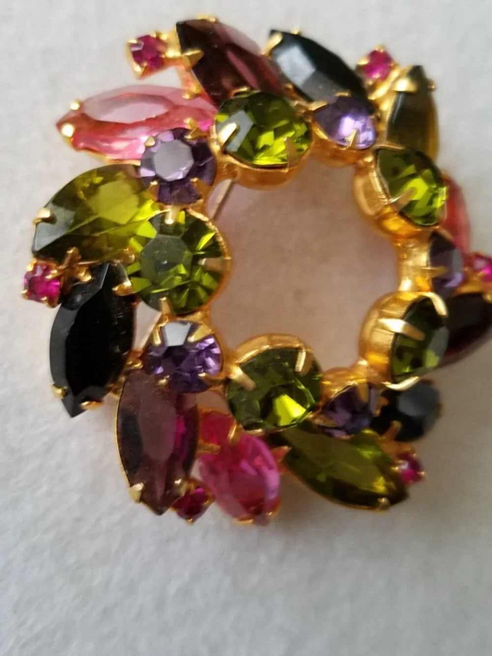 Vintage Juliana Multicolor Rhinestone Brooch Verified